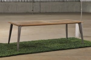 iron leg recycled teak dining table PFIT-12