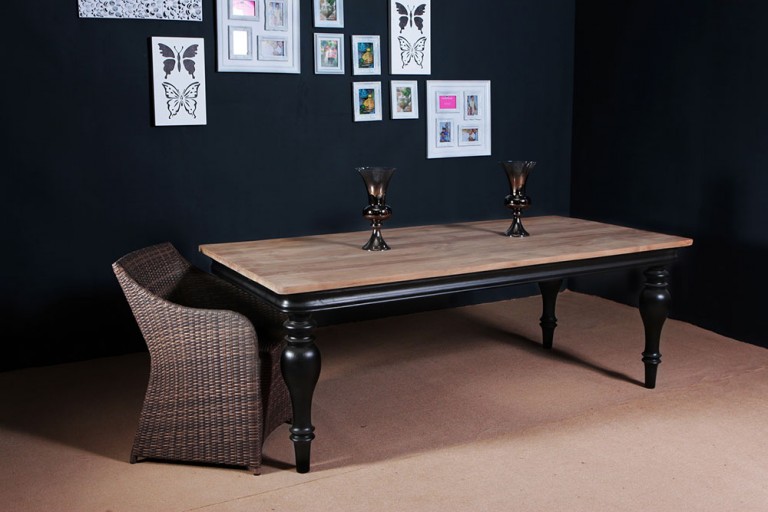 FSC Teak Furniture - Teak Dining Table Black Leg