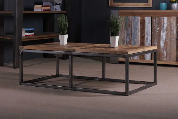 Reclaimed Teak Iron Mosaic Coffee Table 140x80x45cm – Wholesale Indonesia