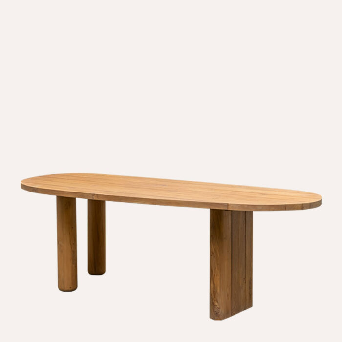 Durable reclaimed wood oval table for B2B