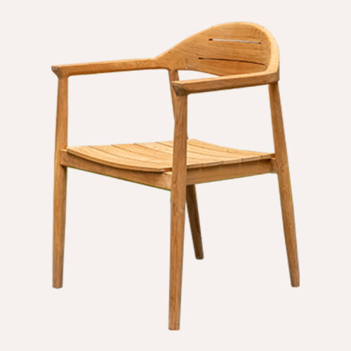 Stylish teak armchair showcasing smooth natural woodgrain