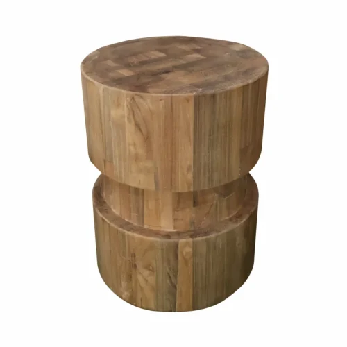 Stump reclaimed teak stool, solid tree-stump silhouette, by RecycleTeak