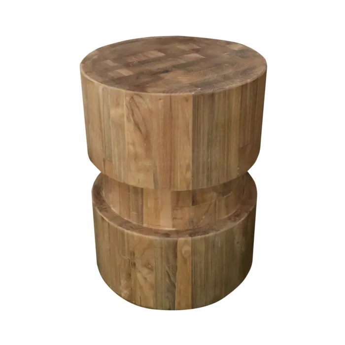 Stump reclaimed teak stool, solid tree-stump silhouette, by RecycleTeak