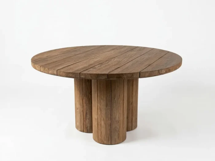 Wana reclaimed teak round outdoor dining table, 140 x 140 x 77 cm, by RecycleTeak
