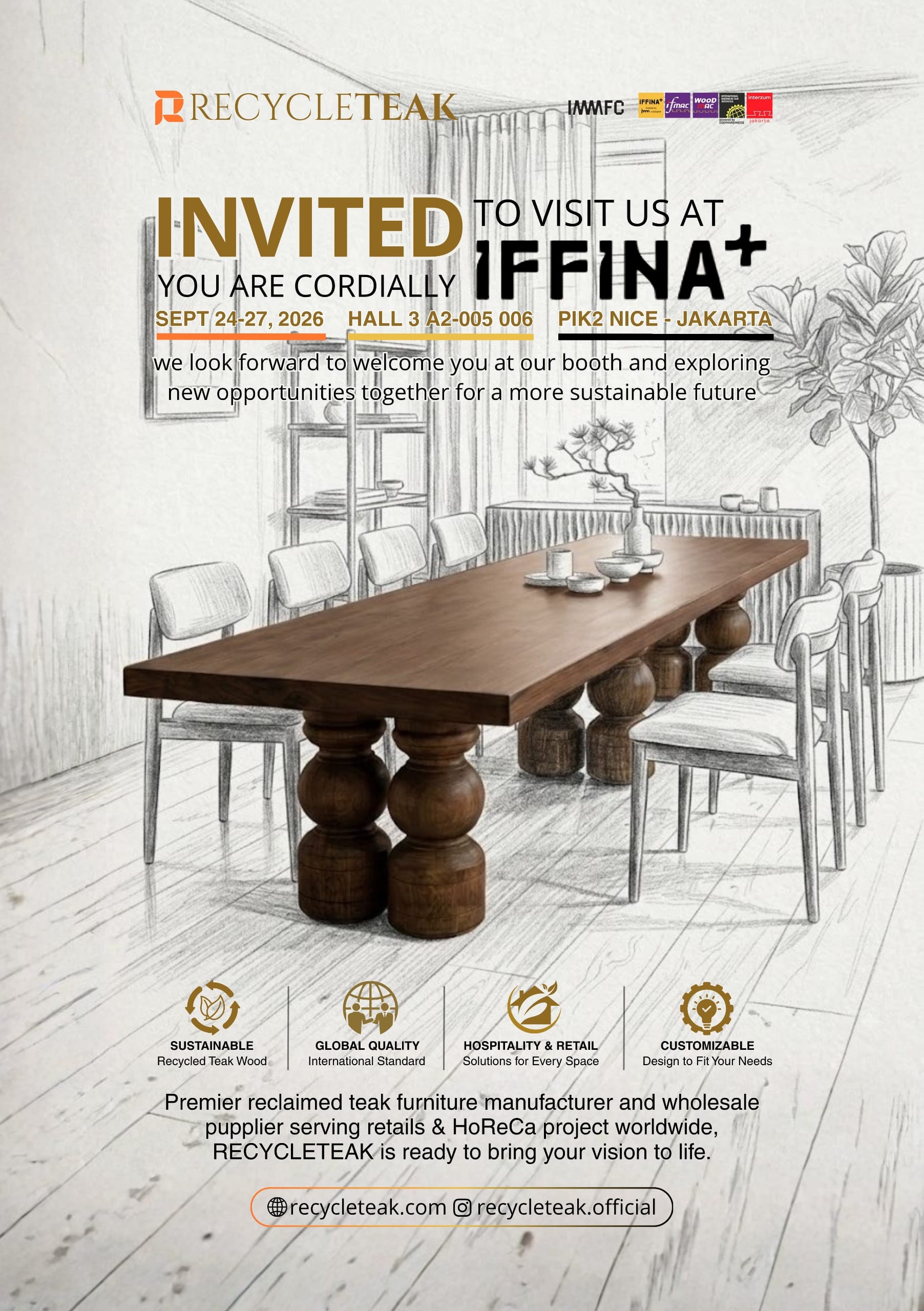RecycleTeak at IFFINA+ 2026: Visit Our Booth in Jakarta, September 24–27