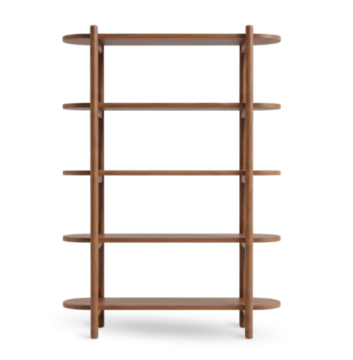 Chaga Etagere five-tier reclaimed teak open shelving unit with Olpatine patina finish