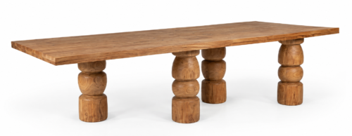 Entasi Table, 458cm reclaimed teak banquet table with sculptural turned legs in natural finish